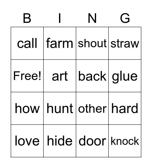 Easter Egg Farm Bingo Card