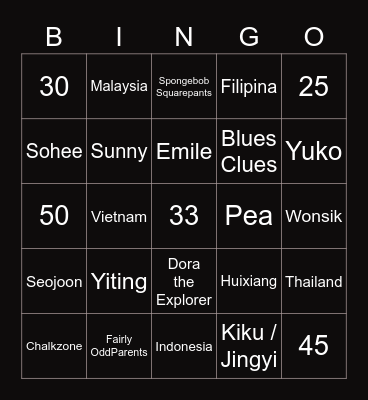 Huixiang Bingo Card