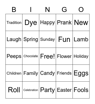 April Fool's/Easter Bingo Card