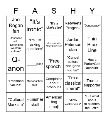 Crypto Fascist Bingo Card