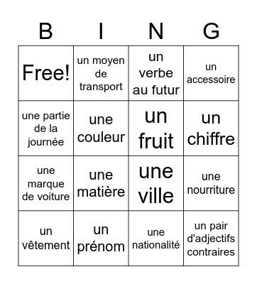 Ex.11.-20. Bingo Card