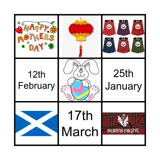 Term 2 Celebrations Bingo Card