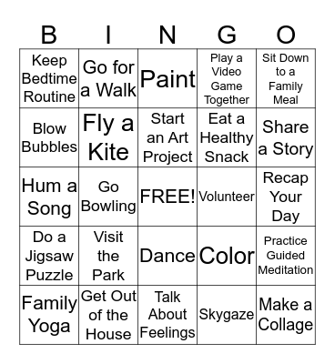 Stress Relief Bingo! Bingo Card
