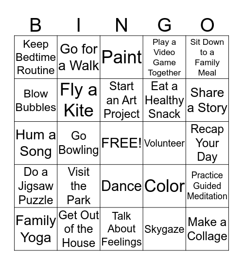 Stress Relief Bingo! Bingo Card