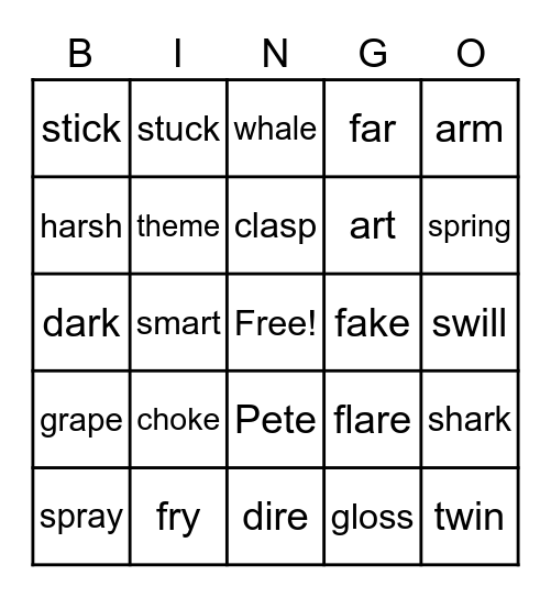 Aram lesson #9 Bingo Card