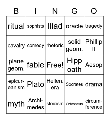 Chapter 8 Vocabulary Bingo Card