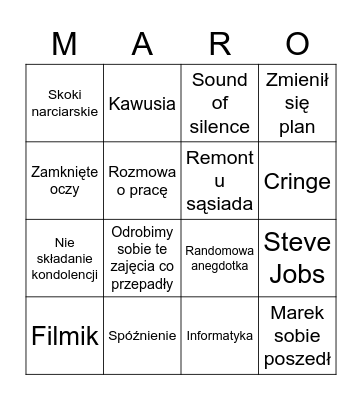 Pykanie Bingo Card