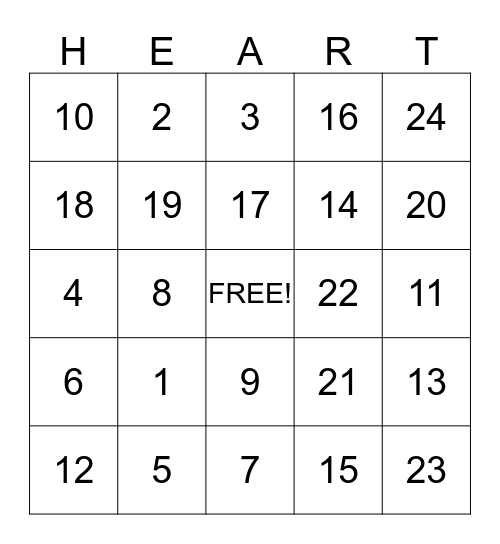 Heart Bingo Card