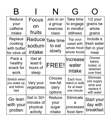 Wellness Bingo! Bingo Card