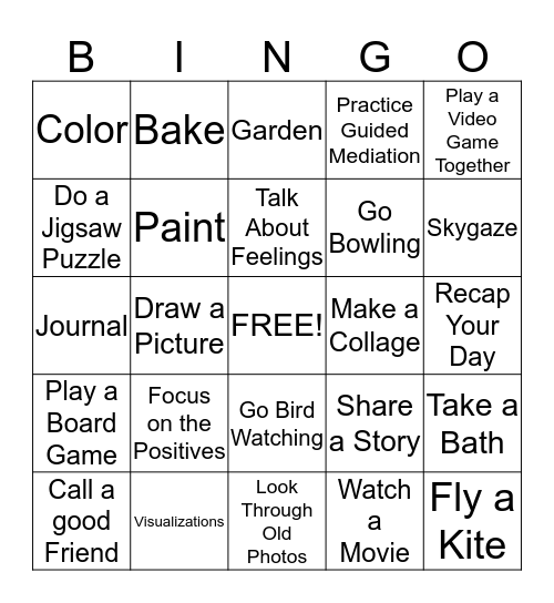 Stress Relief Bingo! Bingo Card
