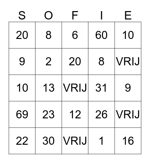 BINGO VERHAAL Bingo Card