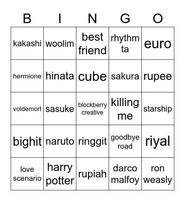 chaery cantik Bingo Card