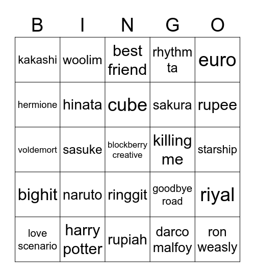 chaery cantik Bingo Card