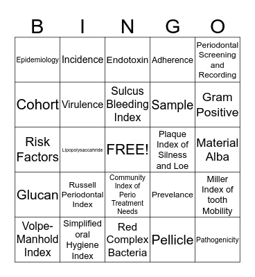 Bingo Chapter 3 -4 Bingo Card