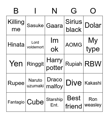 Chungha's Bingo Card