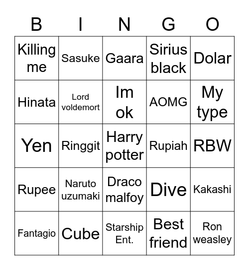 Chungha's Bingo Card
