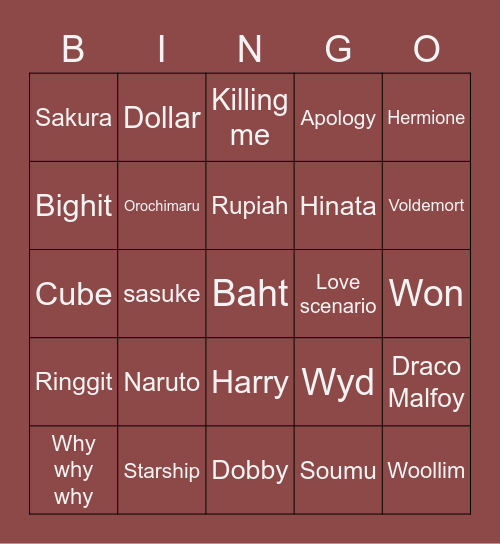 💖 punya ttu 💖 Bingo Card