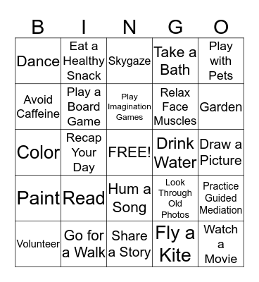 Stress Relief Bingo! Bingo Card