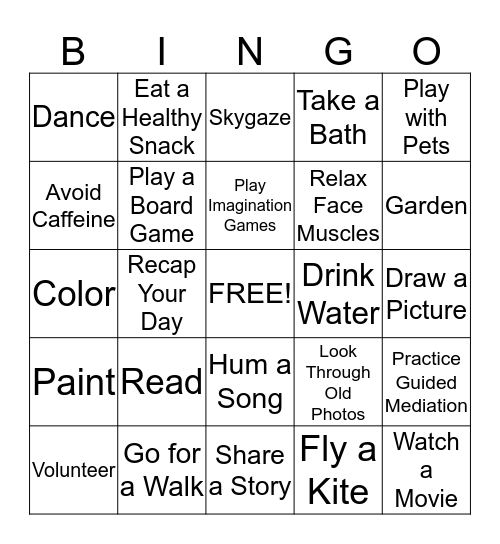 Stress Relief Bingo! Bingo Card