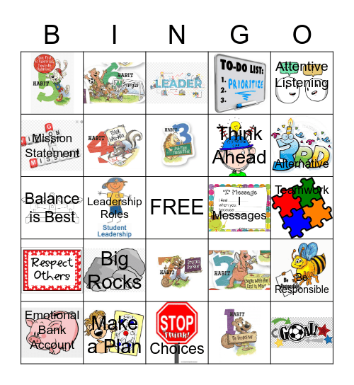 LEADER IN ME Bingo Card