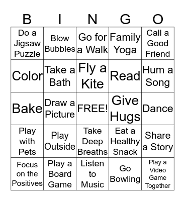 Stress Relief Bingo! Bingo Card