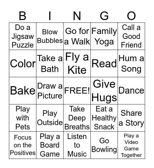 Stress Relief Bingo! Bingo Card
