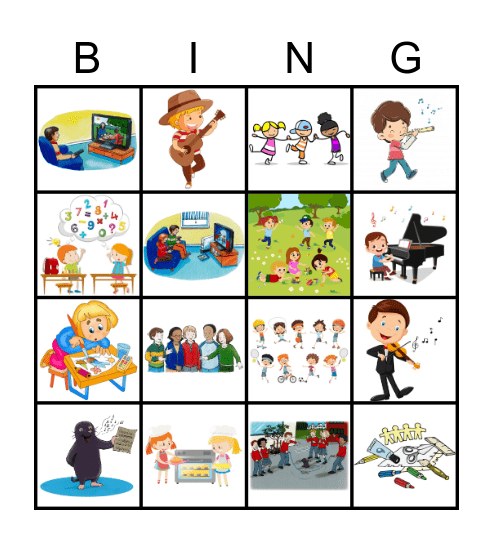 Our Hobbies Bingo Card