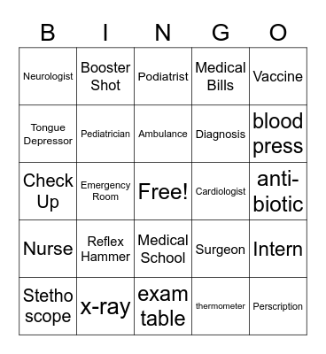 MEDICAL BINGO Card