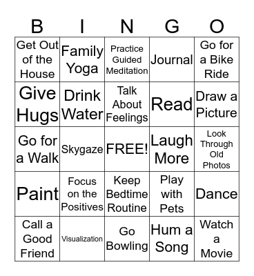 Stress Relief Bingo! Bingo Card