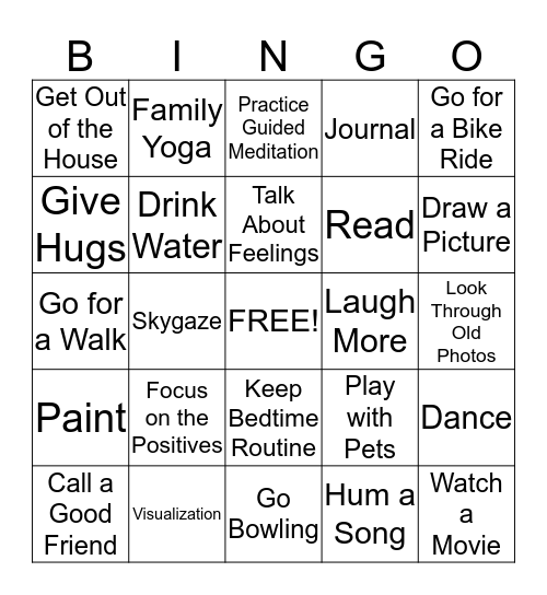 Stress Relief Bingo! Bingo Card
