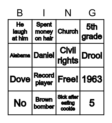 The Waton’s go to bingo Card
