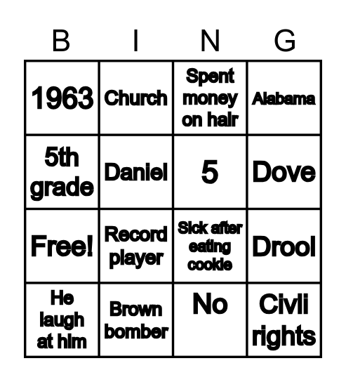 The Waton’s go to bingo Card