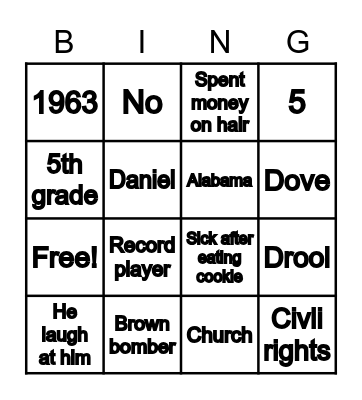 The Waton’s go to bingo Card