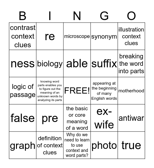 Chapter 11 Review Bingo Card