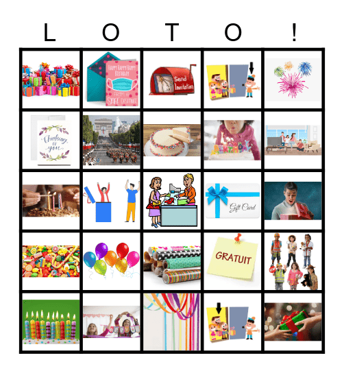 une fête Bingo Card