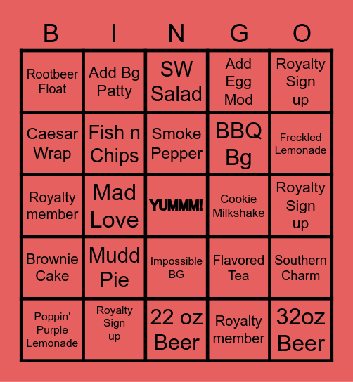 Red Robin Bingo! Bingo Card