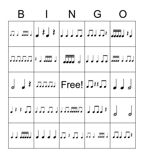 Rhythm Bingo! Bingo Card