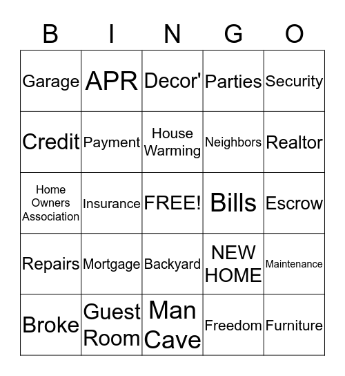 Debrahia and JaTavis's Housewarming Bingo Card