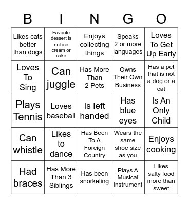 Find Someone Who... Bingo Card