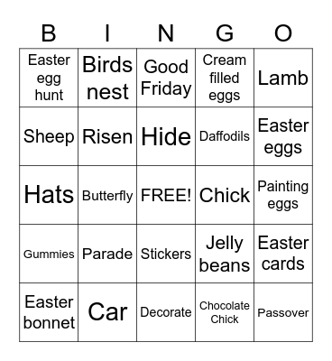 Easter Bingo Card