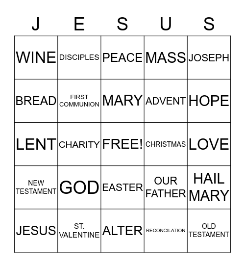 Religious Bingo Card
