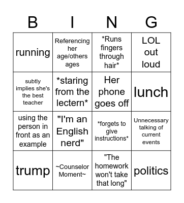 Honors English 9 Bingo Card