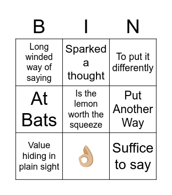 Turkey Bingo Card