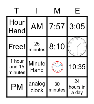 Time Review BINGO Card