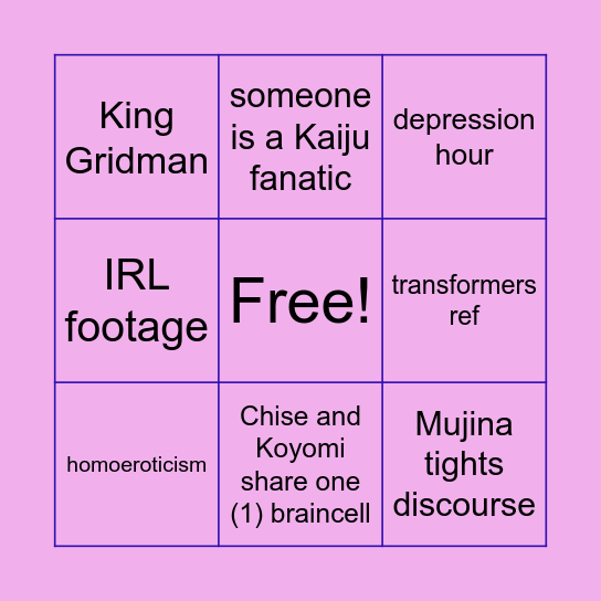 SSSS Dynazenon Bingo Card