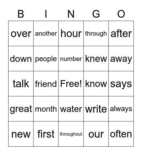 James' Step 3 Sight Words Bingo Card