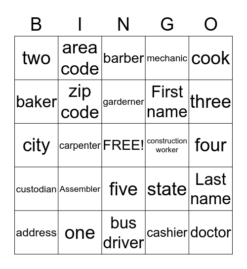 WORKPLACE Bingo Card