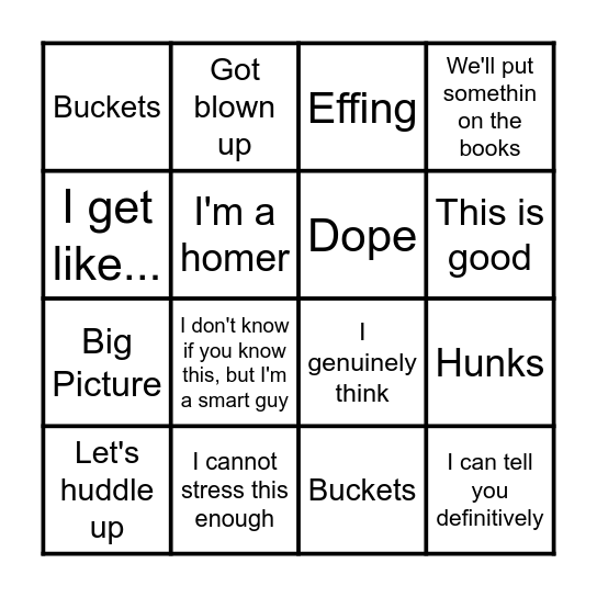 Dunbar Bingo Card