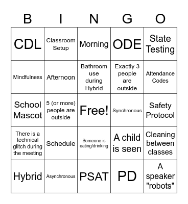 Yet Another Faculty Meeting (3/30) Bingo Card