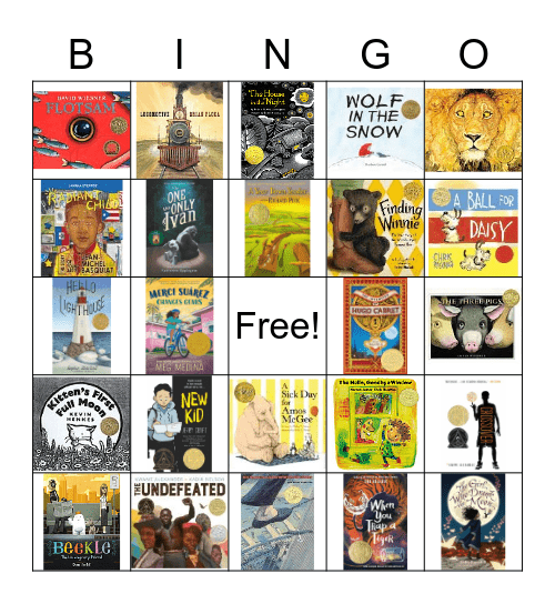 Newbery & Caldecott Award Books Bingo Card